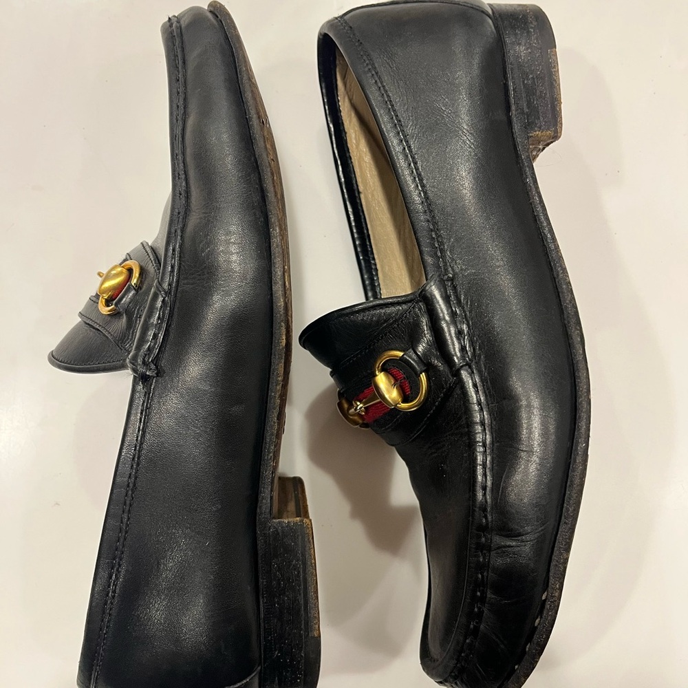 Gucci Black Leather Horsebit Loafers with Red Web - Picture 4 of 8